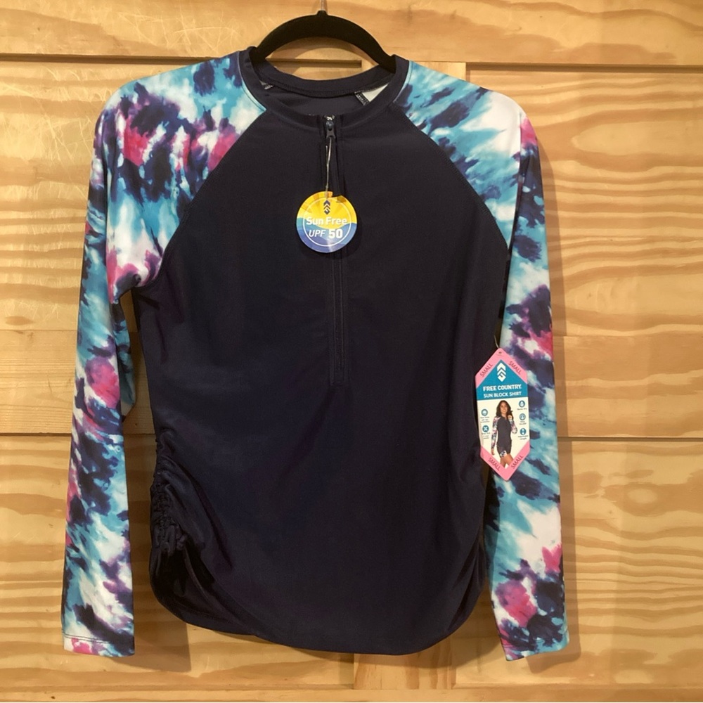 Free Country Navy Rash Guard Sun Proof Size Small 4/6